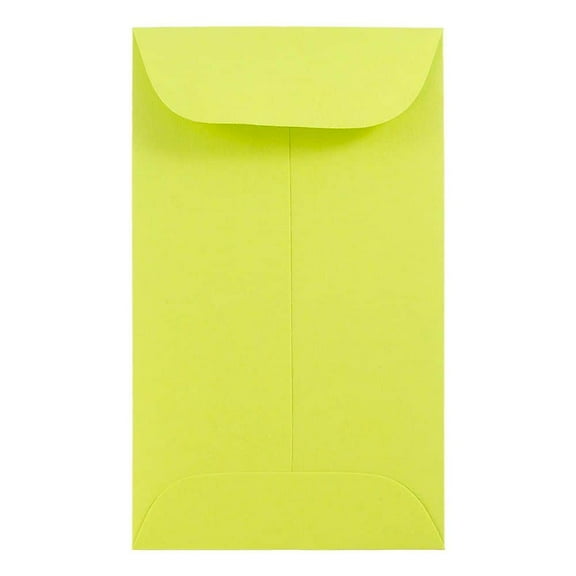 JAM Paper #5.5 Coin Envelopes, 3 1/8 x 5 1/2, Lime Green, 50 per Pack