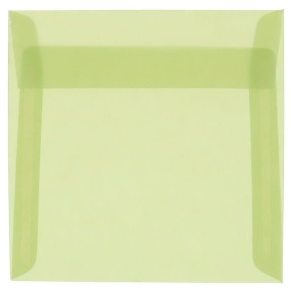 JAM Paper 5.5x5.5 Translucent Envelopes, Leaf Green, 25/Pack