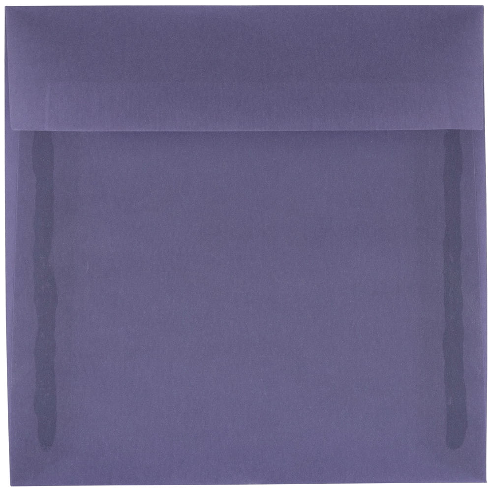 JAM Paper 5.5x5.5 Translucent Envelopes, Purple, 50/Pack, Wisteria Purple