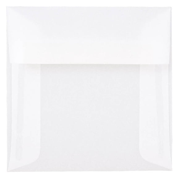 JAM Paper 5 x 5 Translucent Envelopes, Clear, 25/Pack
