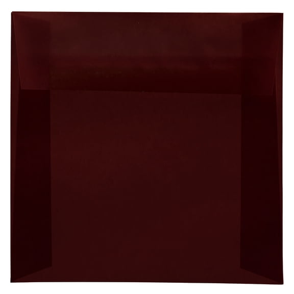 JAM Paper 6.5 x 6.5 Translucent Envelopes, Burgundy, 25/Pack