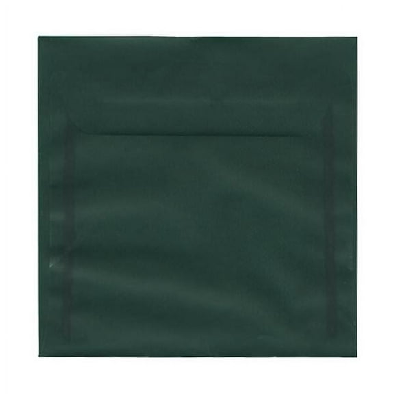 JAM Paper 6.5x6.5 Translucent Envelopes, Green, 25/Pack, Racing Green