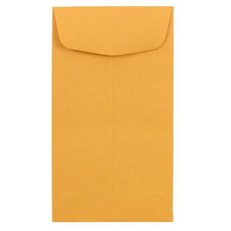JAM Paper #6 Coin Envelopes, 3 3/8 x 6, Brown Kraft Manila, 50 per Pack