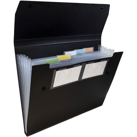 JAM Paper 6 Pocket Expanding File, Black, 1/Pack, Letter Size, 9 x 13