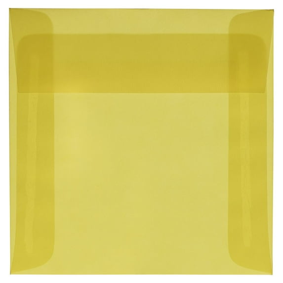 JAM Paper 6 x 6 Translucent Envelopes, Primary Yellow, 25/Pack