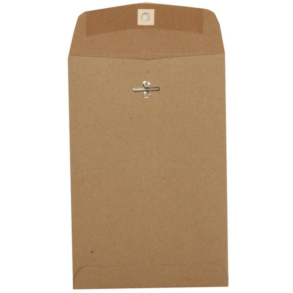 JAM Paper 6 x 9 Clasp Envelopes, Brown Kraft, 100 per Pack