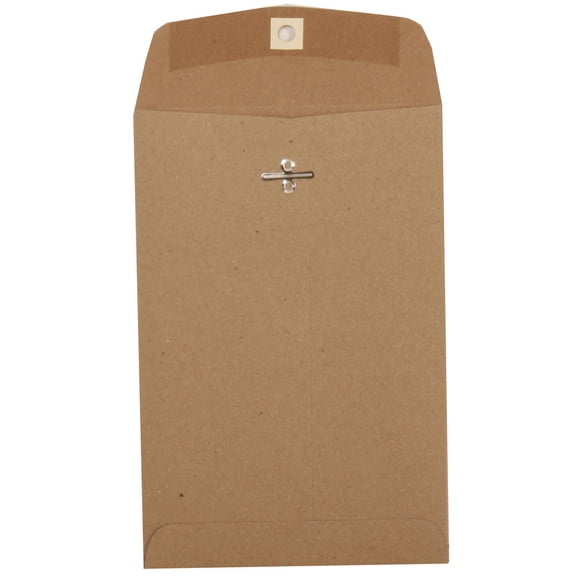 JAM Paper 6 x 9 Clasp Envelopes, Brown Kraft, 50 per Pack