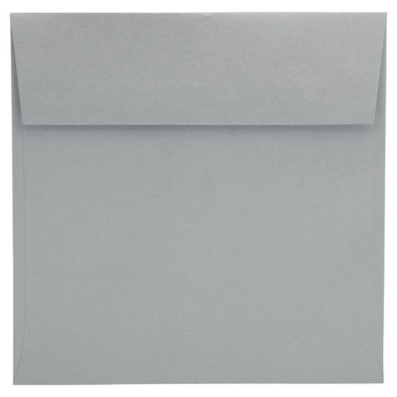 JAM Paper 7.5 x 7.5 Square Metallic Invitation Envelopes, Silver, 50 per Pack