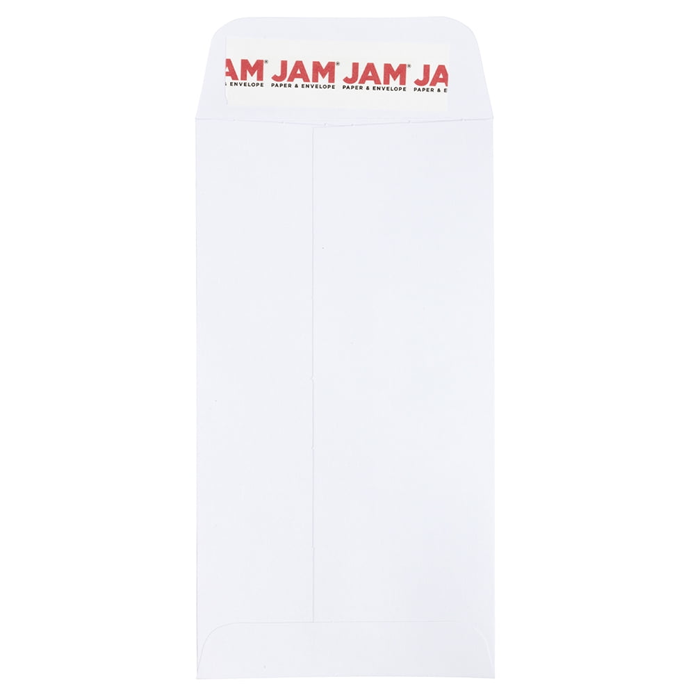 JAM Paper #7 Coin Envelopes with Peel and Seal Closure, 3-1/2" x 6-1/2", White, Bulk 250 Per Box