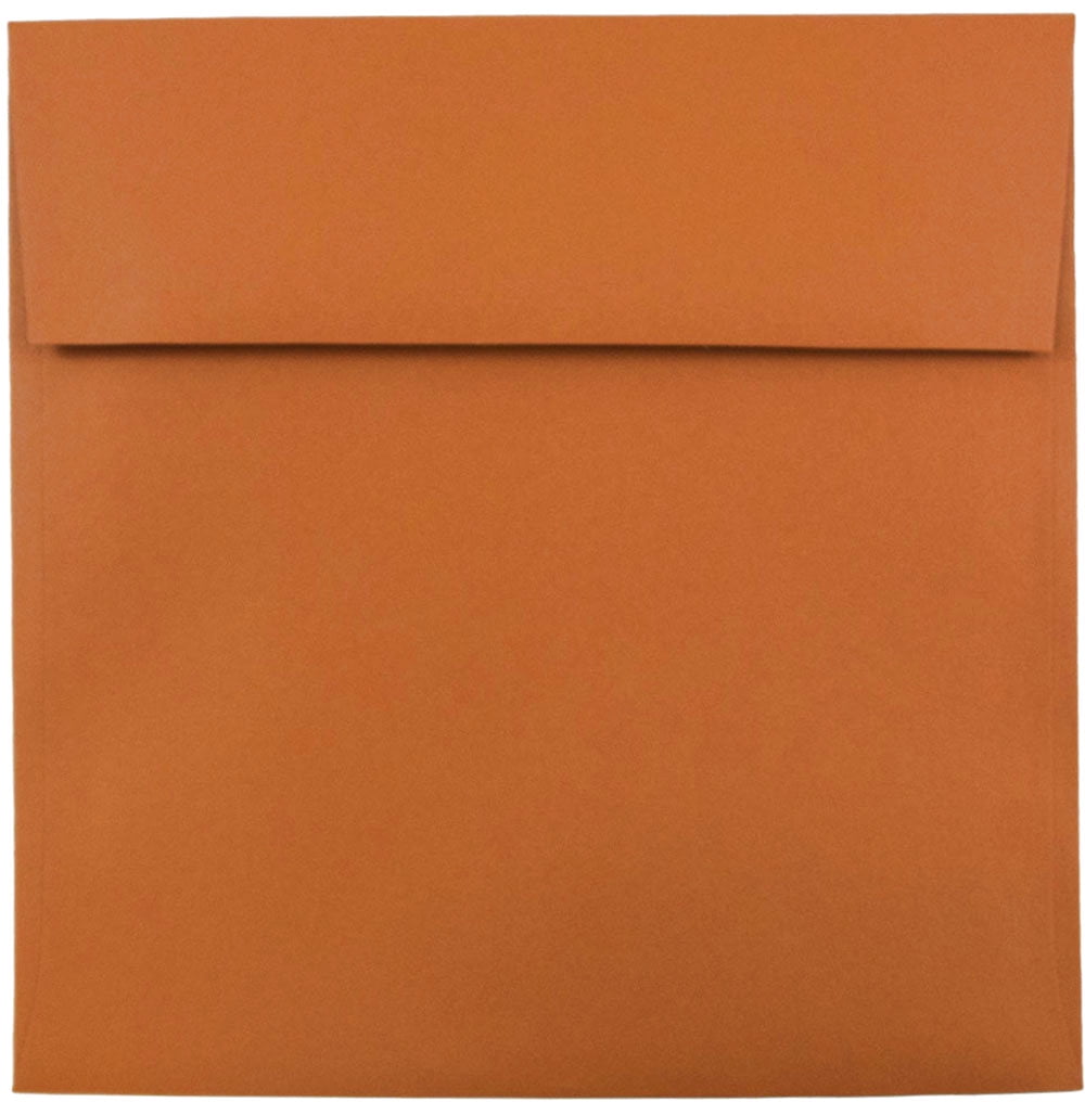 JAM Paper 8.5 x 8.5 Square Envelopes, Dark Orange, 50/Pack