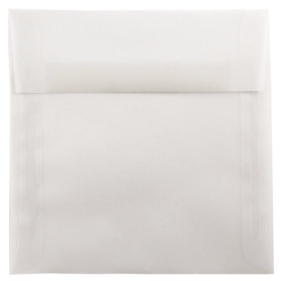 JAM Paper 8.5 x 8.5 Translucent Envelopes, Clear, 50 per Pack