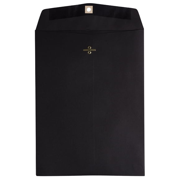 JAM Paper 9 x 12 Open End Catalog Envelopes With Clasp Closure, Smooth Black, Bulk 250 Per Pack