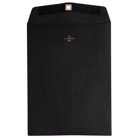 JAM Paper 9 x 12 Open End Catalog Envelopes with Clasp, Smooth Black, 50 per Pack