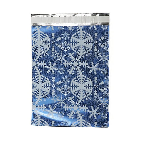 JAM Paper 9 x 12 Open End Catalog Premium Foil Envelopes, Blue with White Snowflakes, 25/Pack