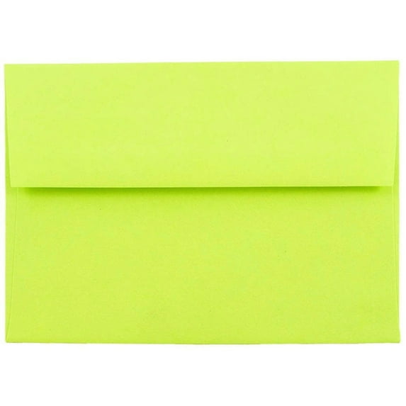 JAM Paper A6 Envelopes, 4 3/4 x 6 1/2, 25 per Pack, Lime Green