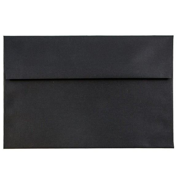 JAM Paper A7 Envelopes, 5 1/4 x 7 1/4, Black Linen, 50 Per Pack