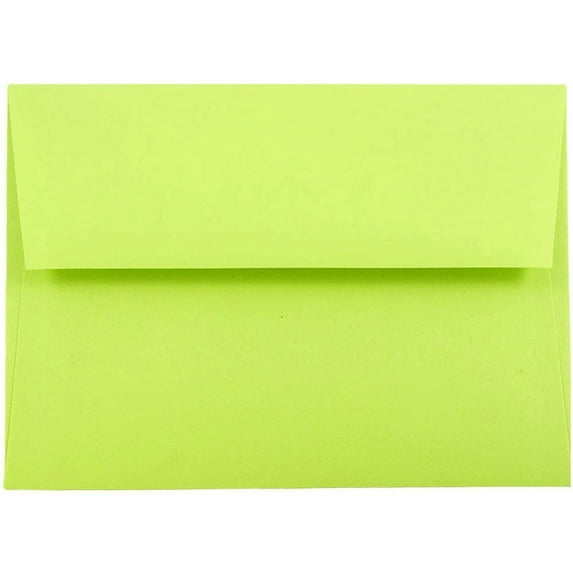 JAM Paper A7 Envelopes, 5 1/4 x 7 1/4, Lime Green, 25/Pack