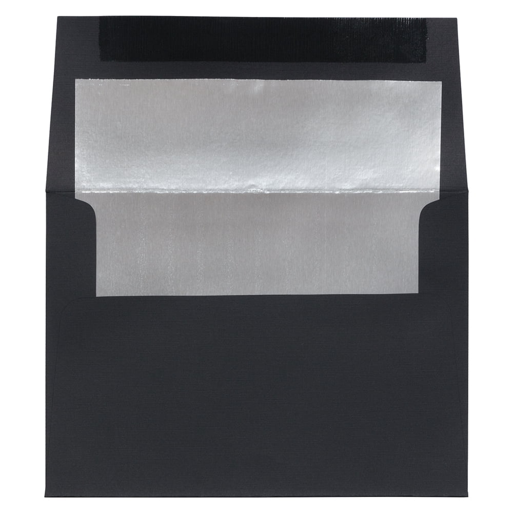JAM Paper A7 Foil Envelopes, 5.3x7.3, 50/Pack, Black with Silver Foil