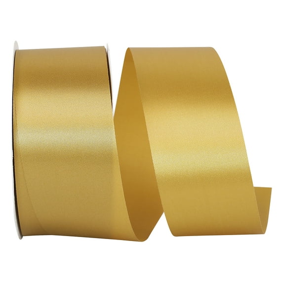 JAM Paper All Occasion Ale Gold Polyester Allure Single Face Satin Ribbon, 1800" x 1.87"