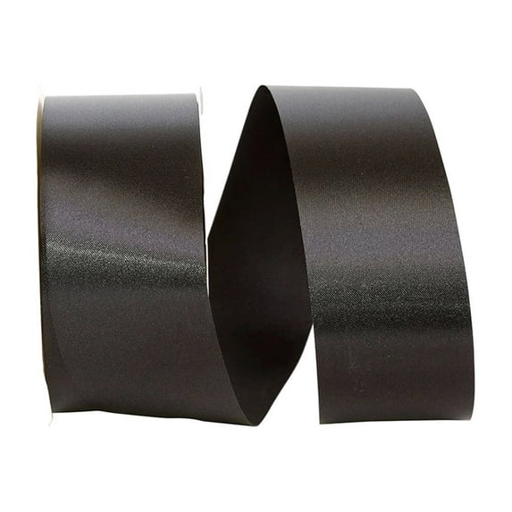 JAM Paper All Occasion Charcoal Black Polyester Allure Single Face Satin Ribbon, 1800" x 1.87"