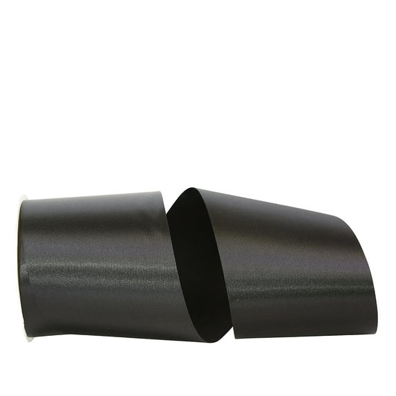JAM Paper All Occasion Charcoal Black Polyester Allure Single Face Satin Ribbon, 1800" x 4"