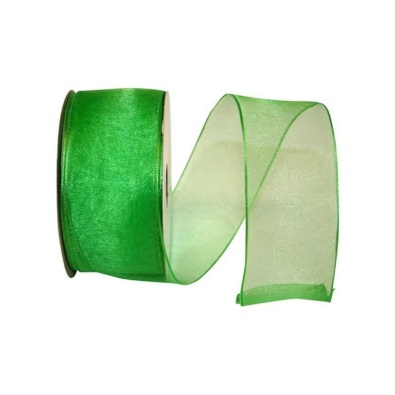 JAM Paper All Occasion Citrus Green Nylon Woven Sheer Ribbon, 900 x 1.5 
