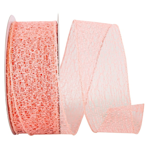 JAM Paper All Occasion Coral Polyester Net Ribbon, 900" x 2.5"