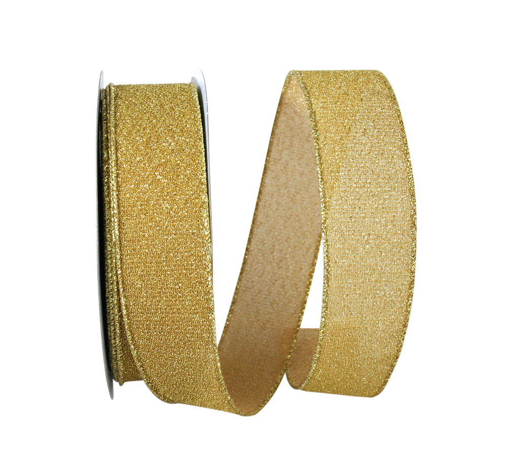 JAM Paper All Occasion Gold Polyester Christmas Sparkle Ribbon, 20yd x 1.5in, 1/Pack