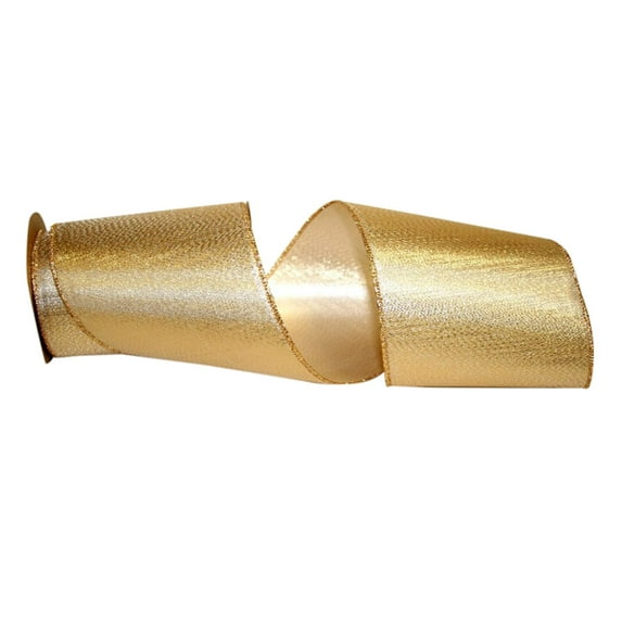 JAM Paper All Occasion Gold Polyester Metallic Christmas Ribbon, 10yd x 4in, 1/Pack