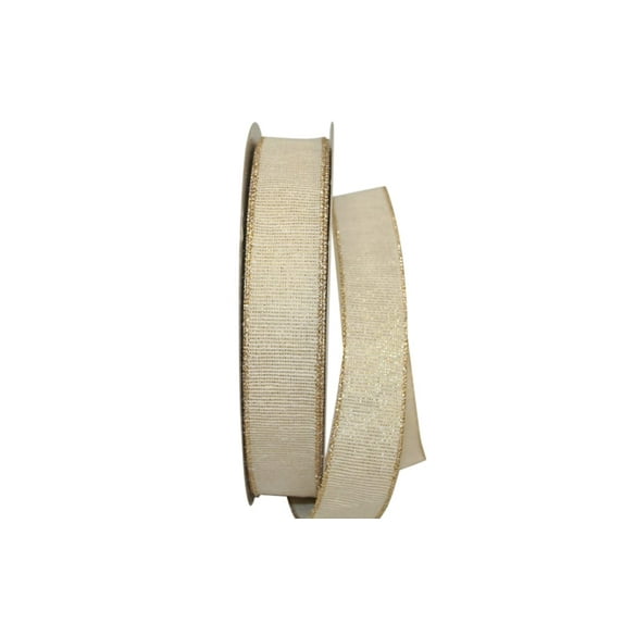 JAM Paper All Occasion Ivory Cotton Christmas Linen Ribbon, 50yd x 1.5in, 1/Pack
