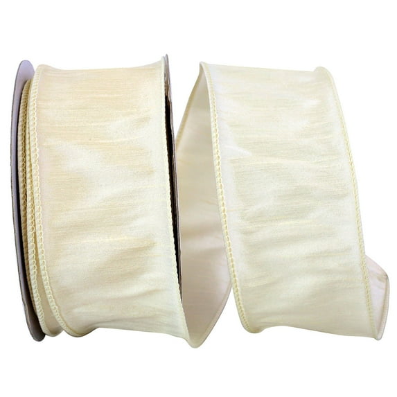 JAM Paper All Occasion Ivory Polyester Dupioni Ribbon, 720" x 2.5"