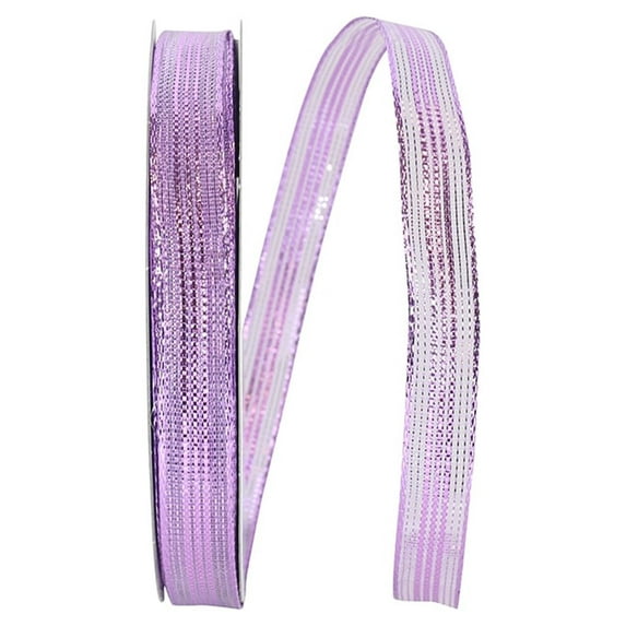 JAM Paper All Occasion Lavender Purple Nylon Corsage Stripe Metallic Ribbon, 1800" x 0.62"