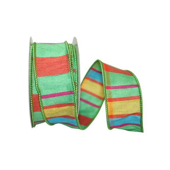 JAM Paper All Occasion Multi-color Polyester Plaid Stripes Ribbon, 360" x 1.5"