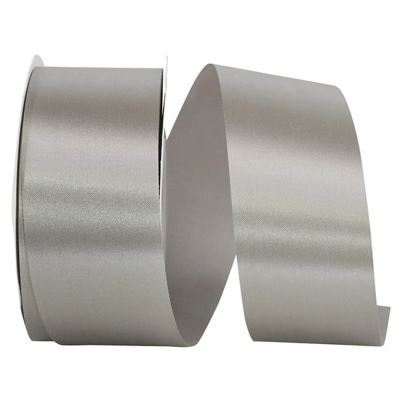 JAM Paper All Occasion Pewter Grey Polyester Allure Single Face Satin Ribbon, 1800" x 1.87"