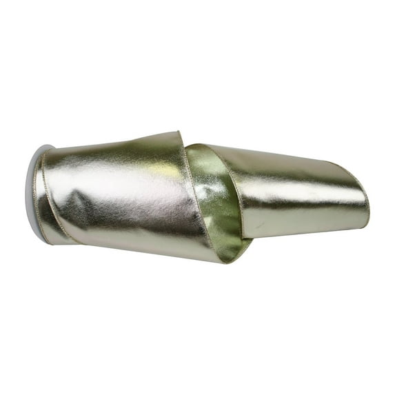 JAM Paper All Occasion Platinum Gold Polyester Christmas Metallic Ribbon, 10yd x 6in, 1/Pack