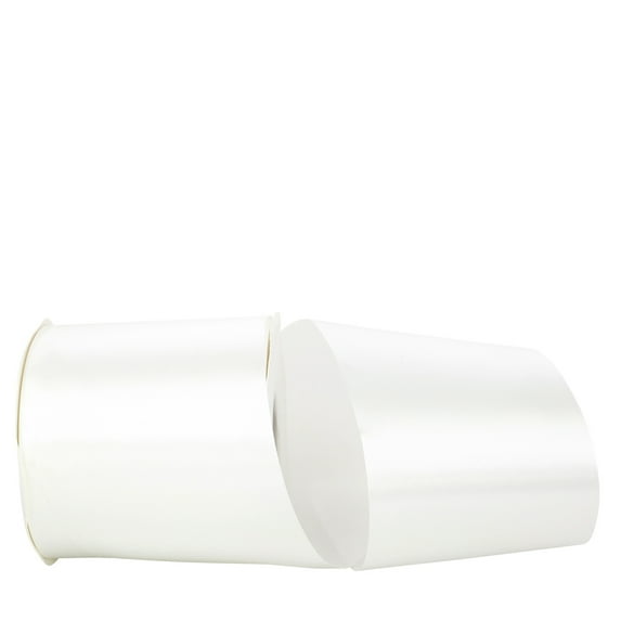 JAM Paper All Occasion Porcelain White Polyester Allure Single Face Satin Ribbon, 1800" x 4"