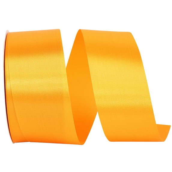 JAM Paper All Occasion Pumpkin Orange Polyester Allure Single Face Satin Ribbon, 1800" x 1.87"