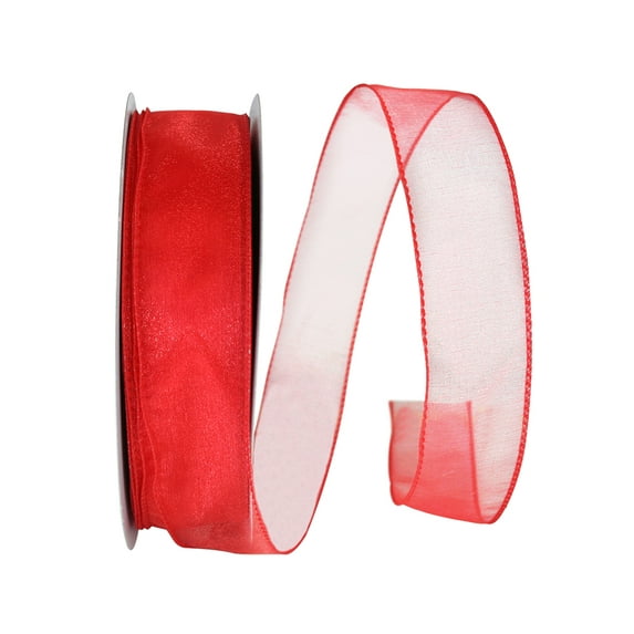 JAM Paper All Occasion Red Nylon Sheer Ribbon, 1800" x 1.5"