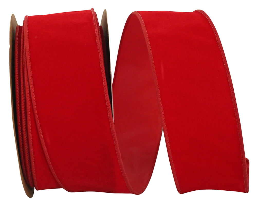 Polyethelyne Ribbon JAM Paper All Occasion Red Polyethylene Wired Christmas Ribbon, 900