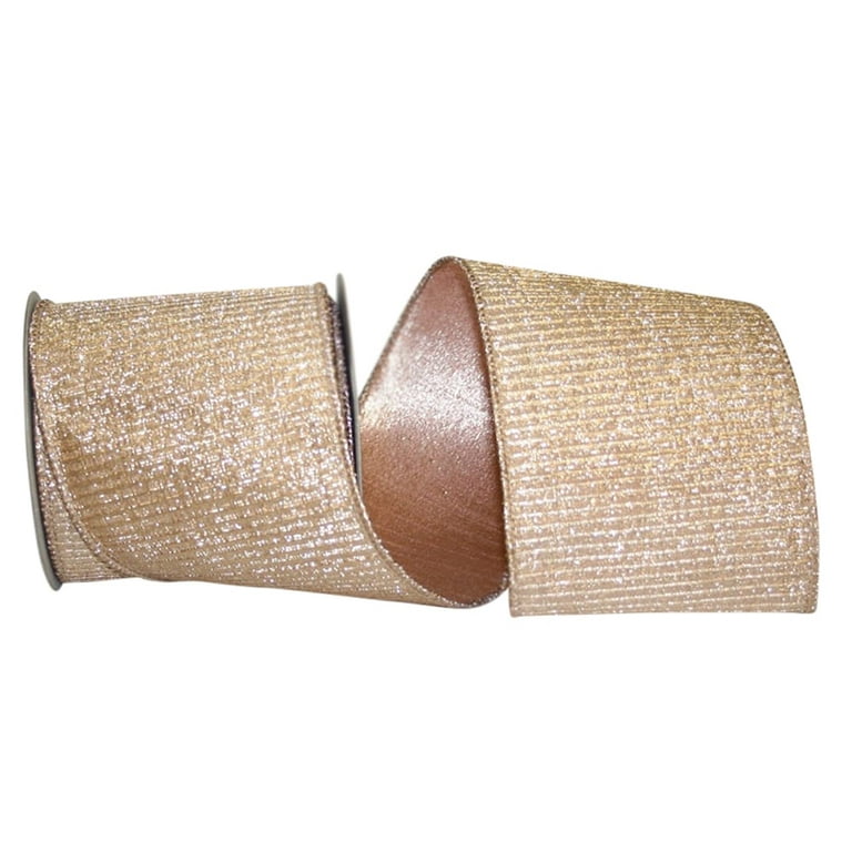Jam Paper Wire Edged Ribbon - 1 x 3 Yards - Gold - Sold Individually