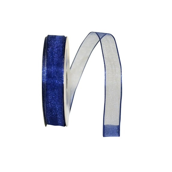 JAM Paper All Occasion Royal Blue Nylon Woven Sheer Ribbon, 900" x 0.62"