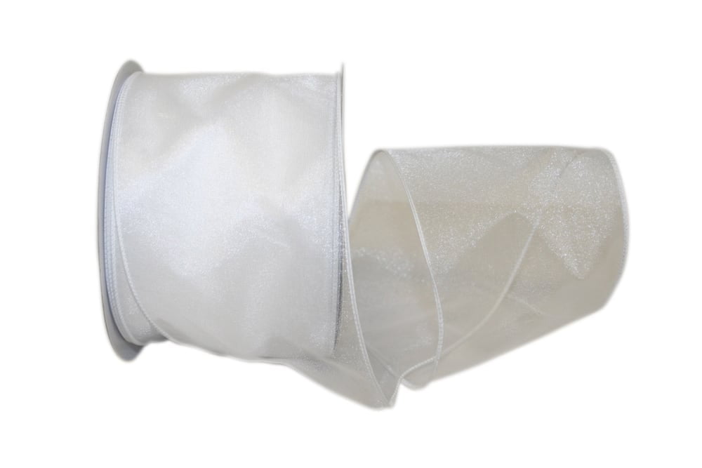 JAM Paper All Occasion White Nylon Sheer Ribbon, 1080" x 4"