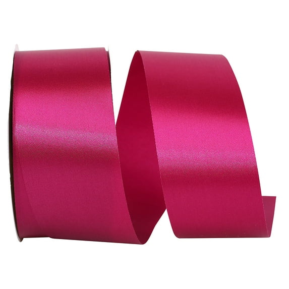 JAM Paper All Occasion Wild Berry Pink Polyester Allure Single Face Satin Ribbon, 1800" x 1.87"