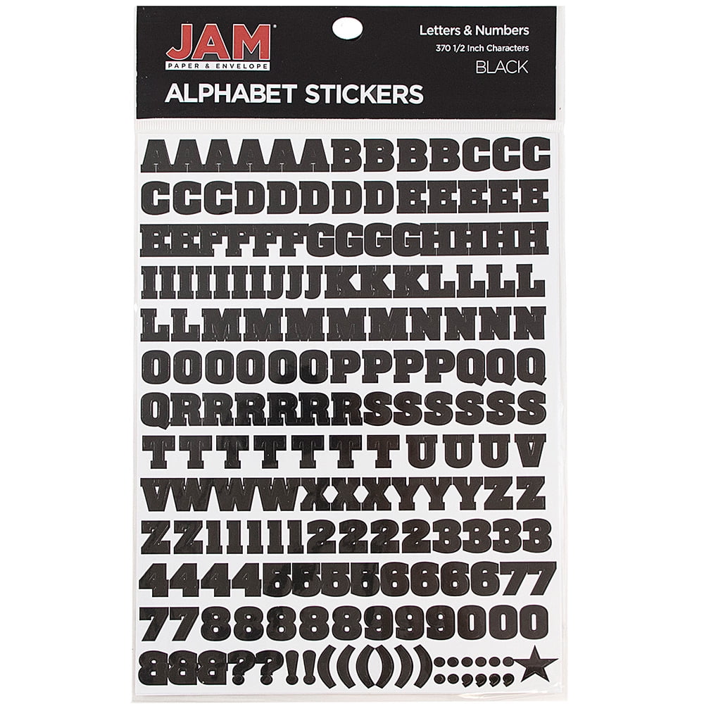 JAM Paper Alphabet Letter and Number 370 Sticker Pack, Black