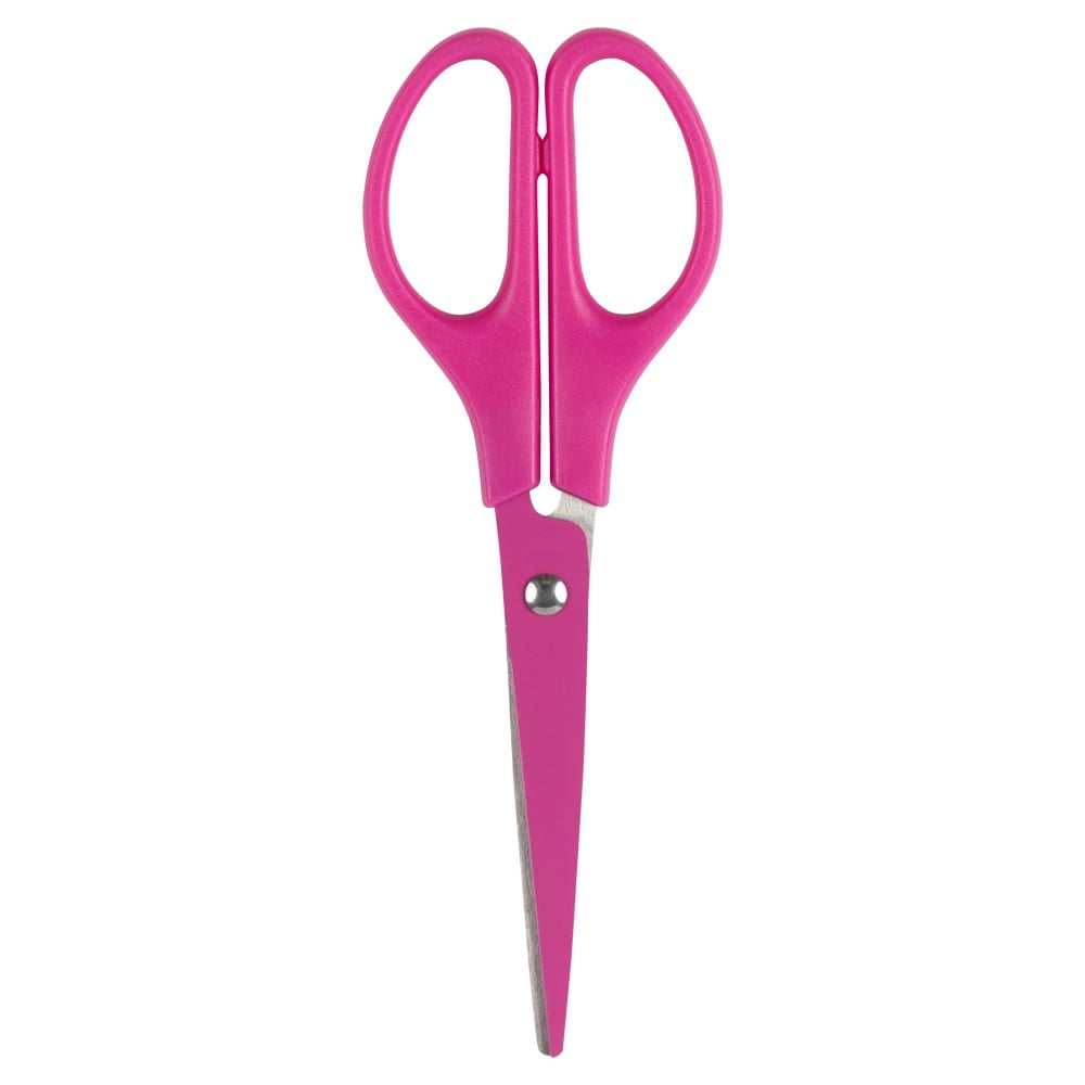 JAM Paper Arts \u0026 Crafts Scissors, 6 3/4 in, Fuchsia Pink, Ergonomic Handle \u0026 Stainless Steel Pointed Tip Blades, 1 Pack