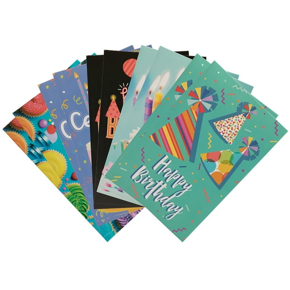 JAM Paper Assorted Birthday Cards & Matchings Envelope Set, 4 x 6, Birthday Bash, 10 Cards/Pack