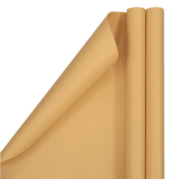 JAM Paper Beige Matte Light Kraft All Occasion Gift Wrap Papers, (2 Rolls) 50 sq ft.
