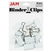 JAM Paper Binder Clips, Medium, White, 1 1/4 in, 15/Pack
