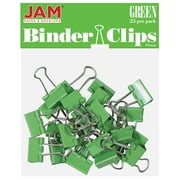 JAM Paper Binder Clips, Small, 3/4 inch (19 mm), Green, 10/Pack