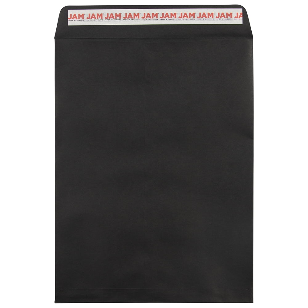 JAM Paper Black 9 x 12 Open End Catalog Peel and Seal Envelopes, Bulk 500 Per Box